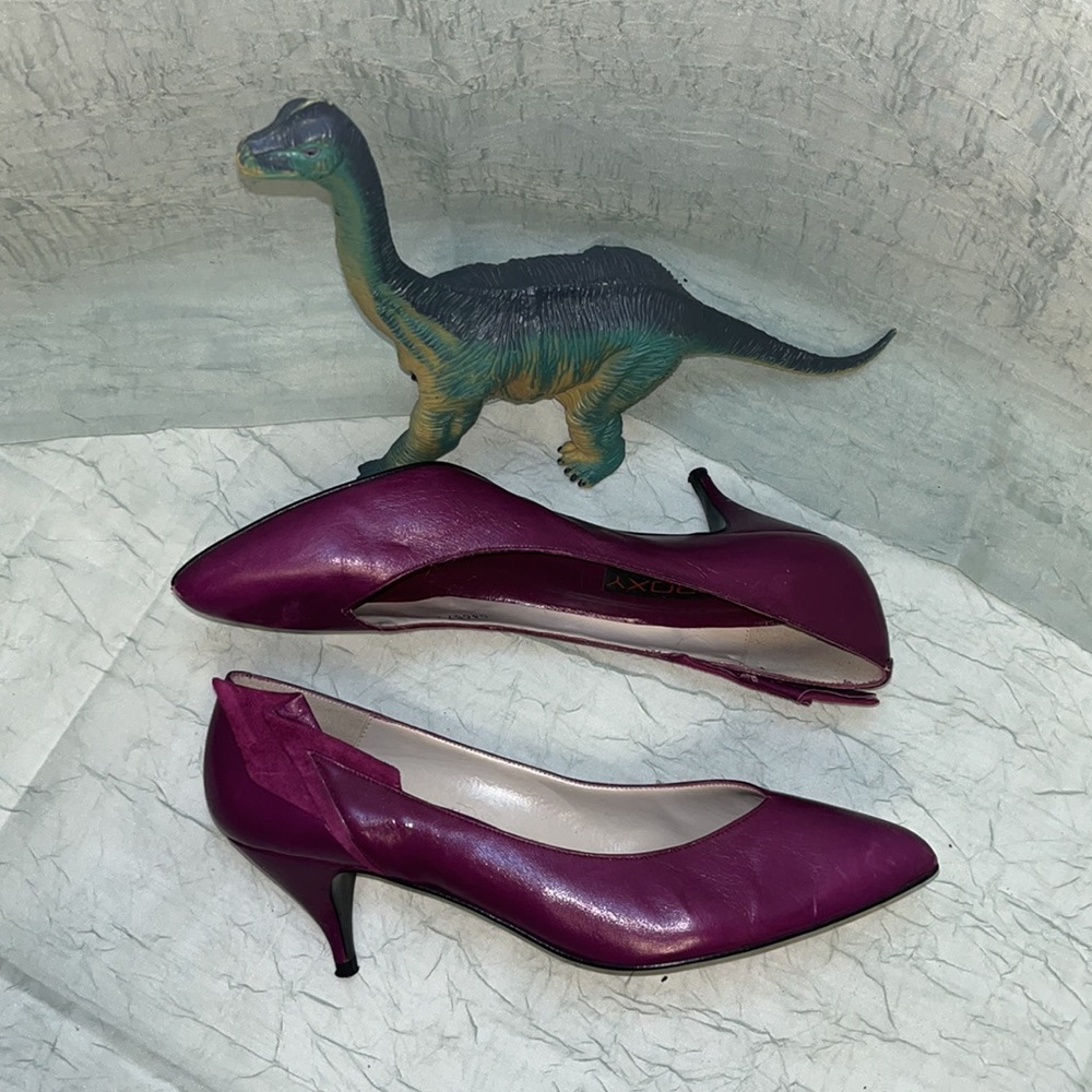 Proxy Michael G Abrams Co Purple Leather Vintage Heels | 7.5 B - Picture 7 of 16